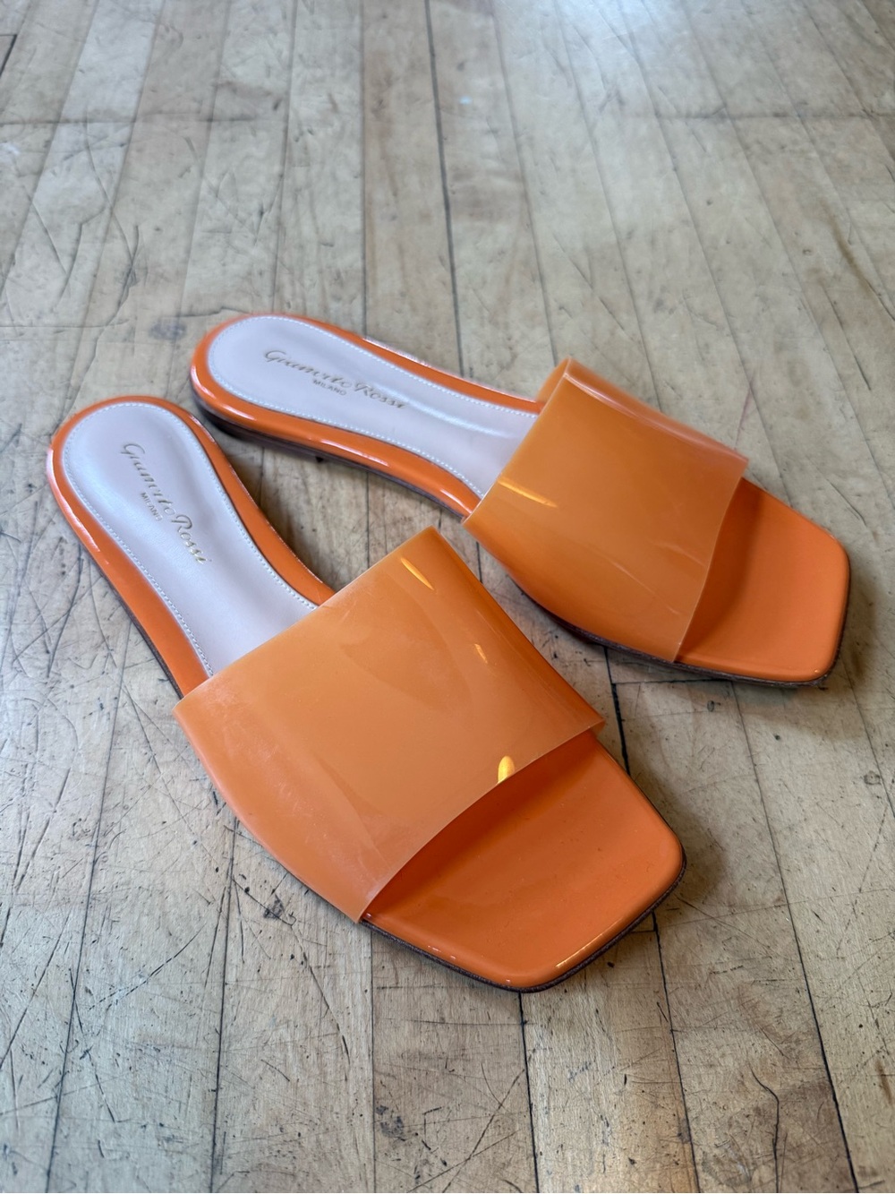 GIANVITO ROSSI Italian Slide Sandals Orange PVC 37.5